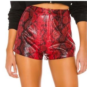 Superdown Red/Black Snakeskin Shorts